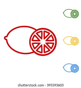 Fruits lemon sign. Set of line icons