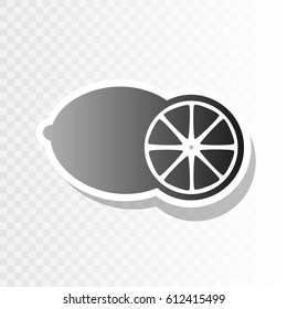 Fruits lemon sign. Vector. Blackish icon on transparent background with transition.