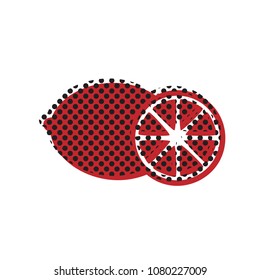 Fruits lemon sign. Vector. Brown icon with shifted black circle pattern as duplicate at white background. Isolated.