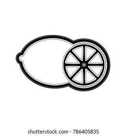 Fruits lemon sign. Vector. Flat style black icon on white.