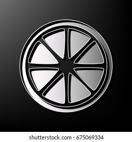 Fruits lemon sign. Vector. Gray 3d printed icon on black background.