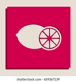 Fruits lemon sign. Vector. Grayscale version of Popart-style icon.