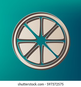 Fruits lemon sign. Vector. Icon printed at 3d on sea color background.
