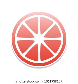 Fruits lemon sign. Vector. Reddish icon with white and gray shadow on white background. Isolated.