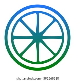Fruits lemon sign. Vector. White icon in bluish circle on white background. Isolated.