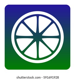 Fruits lemon sign. Vector. White icon at green-blue gradient square with rounded corners on white background. Isolated.