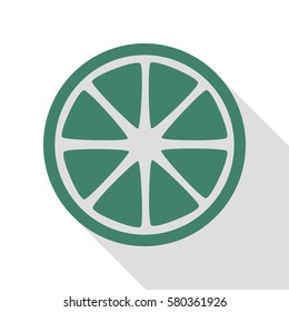 Fruits lemon sign. Veridian icon with flat style shadow path.