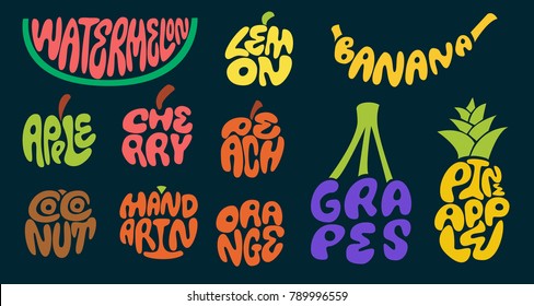 Fruits lettering. Premium handmade vector lettering and calligraphy phrase for invitation, greeting card, t-shirt, prints, social media, blogs and posters .Vector illustration.