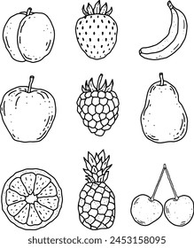 fruits line element design for templates.