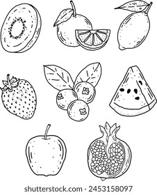 fruits line element design for templates.