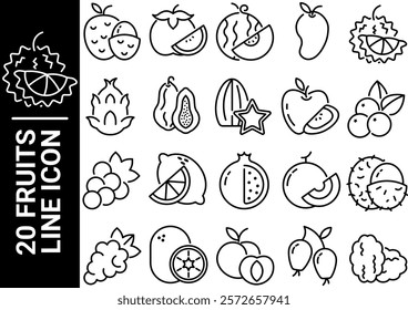 fruits line icon, black and white