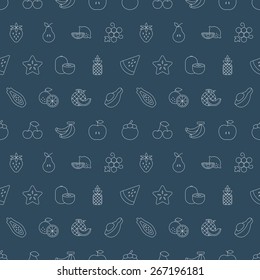 fruits line icon pattern set