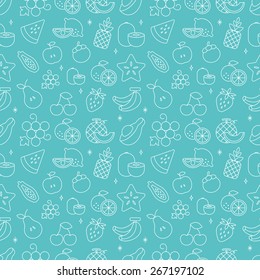 fruits line icon pattern set