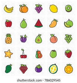 fruits line icon for print and web