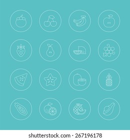 fruits line icon set