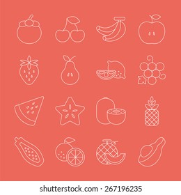 fruits line icon set