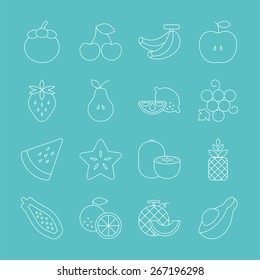 fruits line icon set