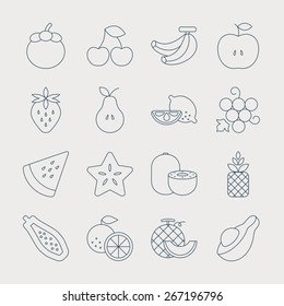 fruits line icon set