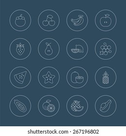 fruits line icon set