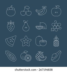 fruits line icon set