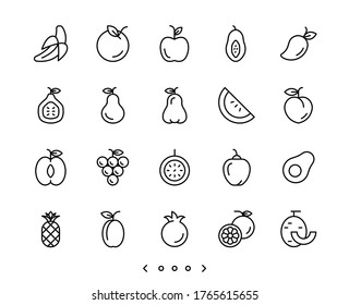 fruits line icon set vector