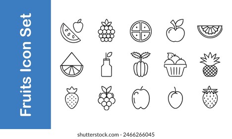 Icono de línea de frutas establece varios estilos de iconos.