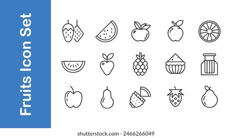 Fruits line icon sets various styles of icons.