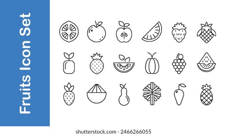 Fruits line icon sets various styles of icons.