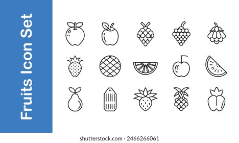 Icono de línea de frutas establece varios estilos de iconos.