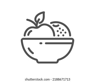 Fruits line icon. Vegetarian food sign. Apple and orange symbol. Quality design element. Linear style fruits icon. Editable stroke. Vector