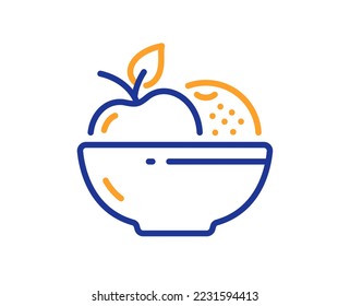 Fruits line icon. Vegetarian food sign. Apple and orange symbol. Colorful thin line outline concept. Linear style fruits icon. Editable stroke. Vector