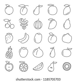 Fruits line icons set