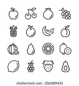 Fruits line icons set. Modern graphic design concepts, simple outline elements collection. Vector line icons