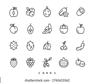 fruits line icons set vector