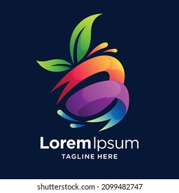 Fruits logo with ribbon concept