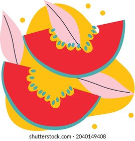 Fruits melon logo set for products, agricultural shops, packing and advertising. Abstract flat stickers, emblems and labels for orange fresh juice. Graphic design editable for your design.