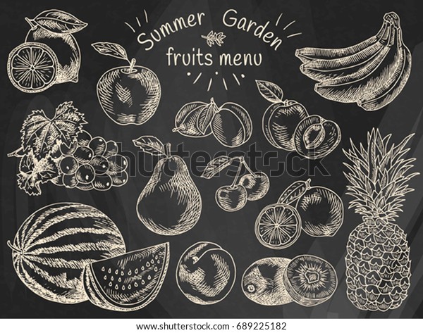 Fruits Menu Summer Garden Lemon Apple Stock Vector Royalty Free