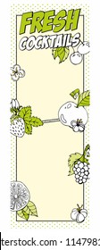 Fruits menu template in pop-art style.