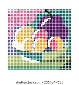 fruits mixed in plate, mosaic vector design illustration  for needlework