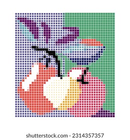 fruits mixed in plate, mosaic vector design illustration  for needlework