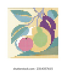 fruits mixed in plate, mosaic vector design illustration  for needlework