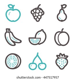 Fruits mobile icons set, vector symbols.