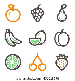 Fruits mobile icons set, vector symbols.