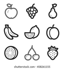 Fruits mobile icons set, vector symbols.
