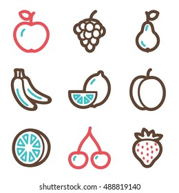 Fruits mobile Symbole gesetzt, Vektorsymbole.