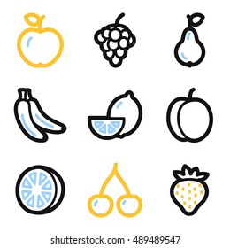 Fruits mobile icons set, vector symbols.