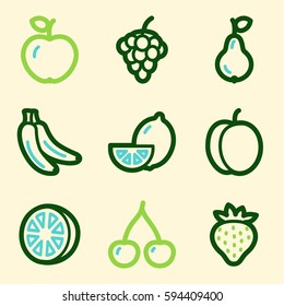 Fruits mobile icons set, vector symbols.