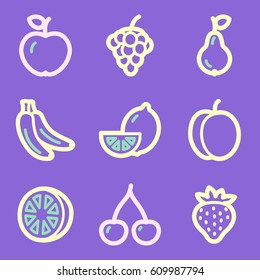 Juego de iconos móviles de frutas, símbolos vectoriales.