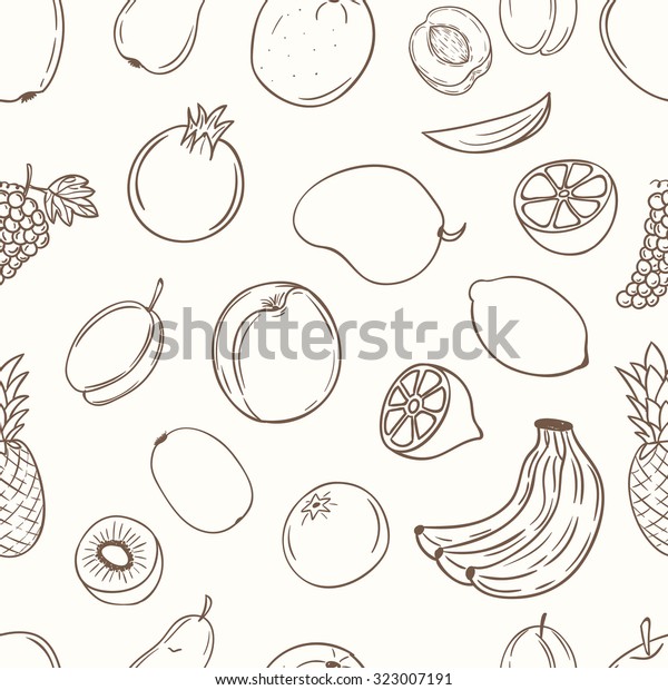 Fruits Name Seamless Pattern Useful Restaurant Stock Vector