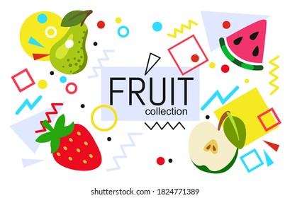fruits on abstract summer background with drops